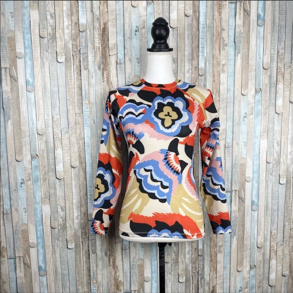 Seea M Floral Long Sleeve Swim Top Rash Guard
